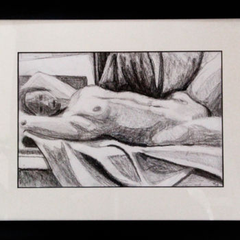 Zeichnungen mit dem Titel "Aktstudie, liegend" von Ralf Czekalla, Original-Kunstwerk, Kohle