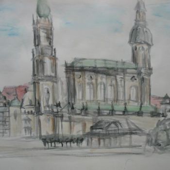 Painting titled "Dresden,Hofkirche" by Ralf Czekalla, Original Artwork, Oil