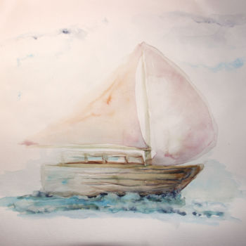 Ζωγραφική με τίτλο "Segelboot" από Ralf Czekalla, Αυθεντικά έργα τέχνης, Ακουαρέλα