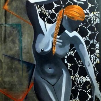 Painting titled "''woman body''" by Orlando Cristiani, Original Artwork, Acrylic Mounted on Wood Panel