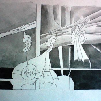 Drawing titled "Black & white #1 -…" by Orlando Rafael Dos Santos, Original Artwork