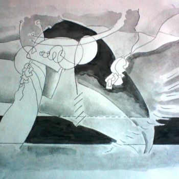 Drawing titled "Black and white #2" by Orlando Rafael Dos Santos, Original Artwork