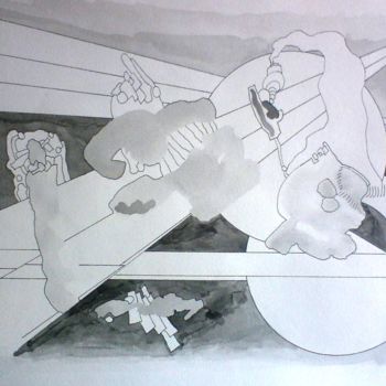 Dessin intitulée "Black and white #6" par Orlando Rafael Dos Santos, Œuvre d'art originale