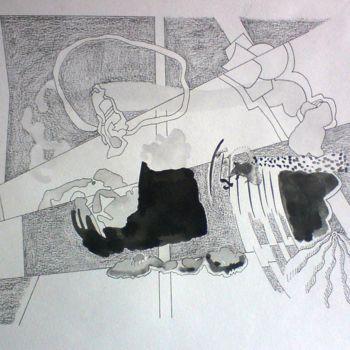 Drawing titled "Black and white #7" by Orlando Rafael Dos Santos, Original Artwork