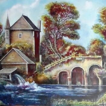 Painting titled "Landscape with a br…" by Orlicz, Original Artwork, Oil