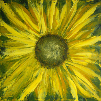 Картина под названием "The sunflower-unive…" - Natali Orlova, Подлинное произведение искусства, Акрил Установлен на Деревянн…
