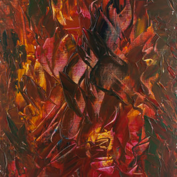 Painting titled "Energy of red" by Natali Orlova, Original Artwork, Acrylic Mounted on Wood Stretcher frame