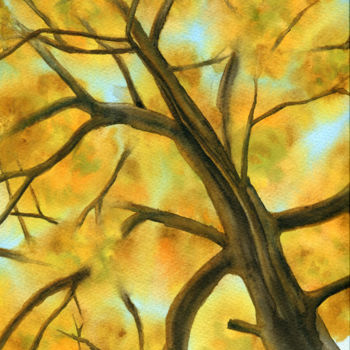 Картина под названием "Granny's oak" - Natali Orlova, Подлинное произведение искусства, Акварель