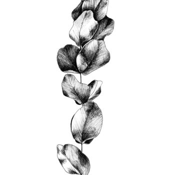 Drawing titled "Eucalyptus" by Natali Orlova, Original Artwork, Gel pen