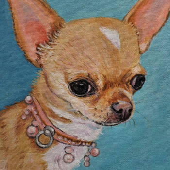 Pittura intitolato "ritratto cane chihu…" da Ornella Di Scala, Opera d'arte originale
