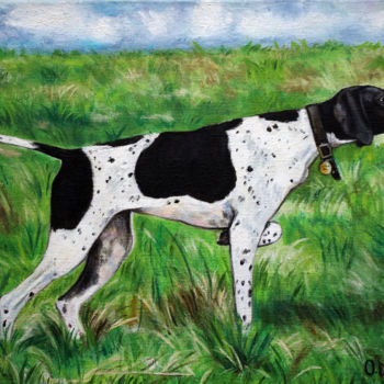 Pintura titulada "quadro pointer cane…" por Ornella Di Scala, Obra de arte original