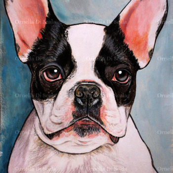 Tekening getiteld "Ritratto bulldog fr…" door Ornella Di Scala, Origineel Kunstwerk, Pastel