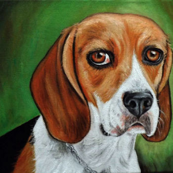 Pintura intitulada "beagle.jpg" por Ornella Di Scala, Obras de arte originais, Óleo