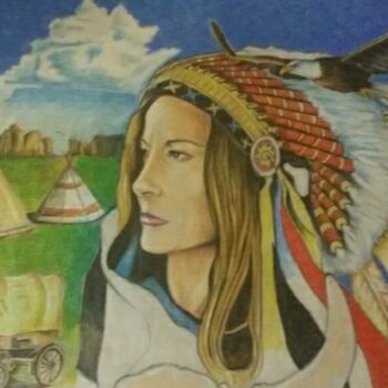 Painting titled "My Sioux Roman" by Oronzo Curvo, Original Artwork, Pencil