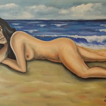Pintura intitulada "La Sirena" por Oronzo Curvo, Obras de arte originais, Óleo
