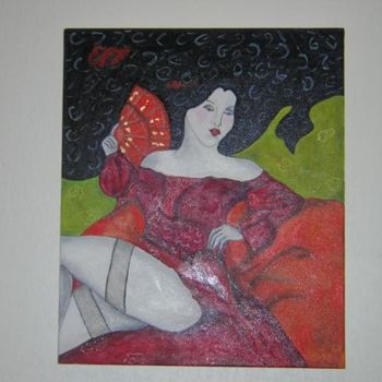 Картина под названием "femme à l'éventail" - Orst, Подлинное произведение искусства