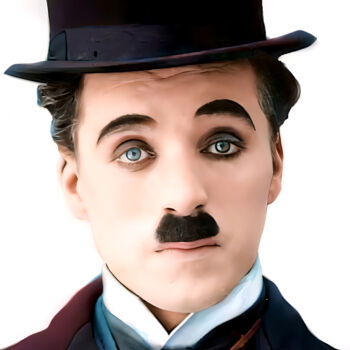 Digitale Kunst mit dem Titel "Charlie Chaplin" von Melih Ortatepe, Original-Kunstwerk, Digitale Malerei