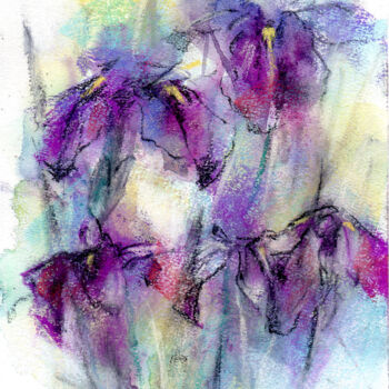 Peinture intitulée "Iris" par Osam Fukuda, Œuvre d'art originale, Pastel