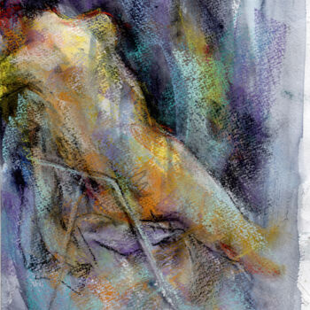 Malerei mit dem Titel "Nudesketch003" von Osam Fukuda, Original-Kunstwerk, Pastell