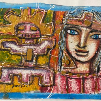 Pintura titulada "Morada Curiosa" por Oscar Franco, Obra de arte original, Acrílico