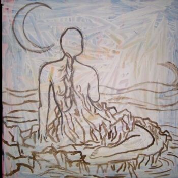 Painting titled "" Siren by the sea "" by Oscar Galvan, Original Artwork