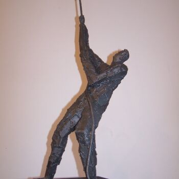 Sculpture intitulée "Abajooo.....!!" par Oscar Brocos, Œuvre d'art originale, Métaux