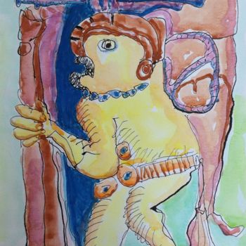 Peinture intitulée "image 5 mitos mayas…" par Capeche, Œuvre d'art originale, Aquarelle