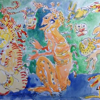 绘画 标题为“mitos mayas .imagen…” 由Capeche, 原创艺术品, 水彩