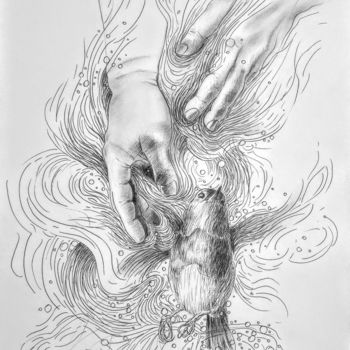 「sans titre」というタイトルの描画 Oscar Torres Perezによって, オリジナルのアートワーク, インク