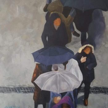 Malerei mit dem Titel "Parapluies V" von Oscar Torres Perez, Original-Kunstwerk, Öl