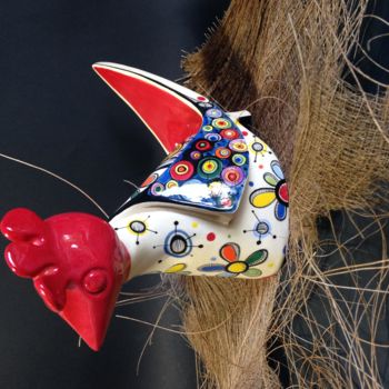 雕塑 标题为“Coq rouge de la réu…” 由Oshawane, 原创艺术品, 陶瓷