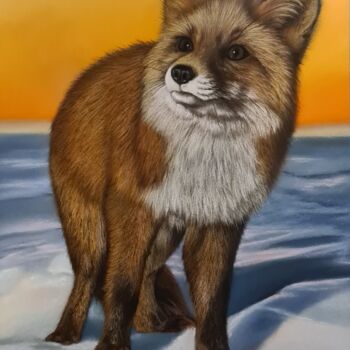 Drawing titled "Fox" by Aliona Oshkina, Original Artwork, Pastel