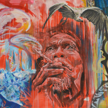 Malerei mit dem Titel "Smoke" von Osi, Original-Kunstwerk, Acryl Auf Keilrahmen aus Holz montiert