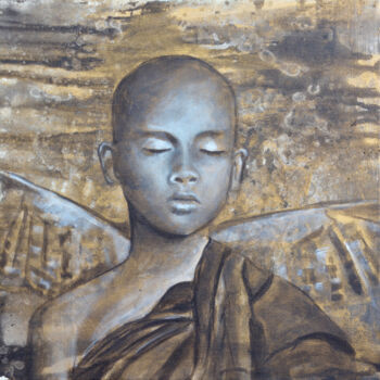 Painting titled "Breath" by Osi, Original Artwork, Acrylic Mounted on Wood Stretcher frame