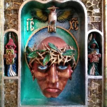 Скульптура под названием "Лысый Христос со ще…" - Игорь Осипов, Подлинное произведение искусства, Дерево