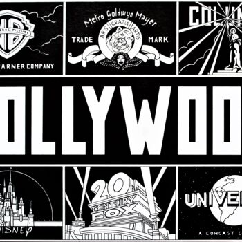 Drawing titled "Hollywood" by Rail Davletshin, Original Artwork, Gel pen