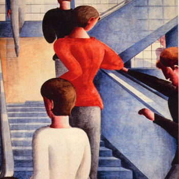 Peinture intitulée "Bauhaus l'escalier" par Oskar Schlemmer, Œuvre d'art originale, Huile