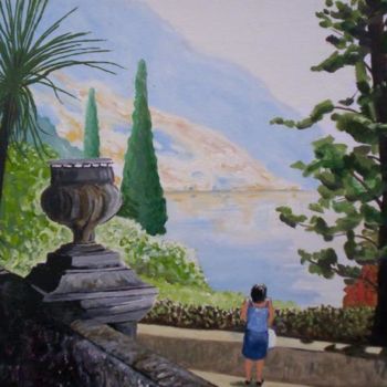 Schilderij getiteld "Lago di Como" door Alan Embrée Osler, Origineel Kunstwerk, Olie