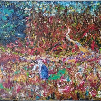 Pittura intitolato "Colhedora de flores" da Osmar Ropelatto, Opera d'arte originale, Acrilico Montato su Telaio per barella…