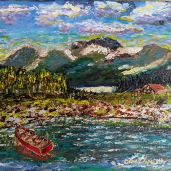 Pintura titulada "Lago nas montanhas" por Osmar Ropelatto, Obra de arte original, Acrílico Montado en Bastidor de camilla de…