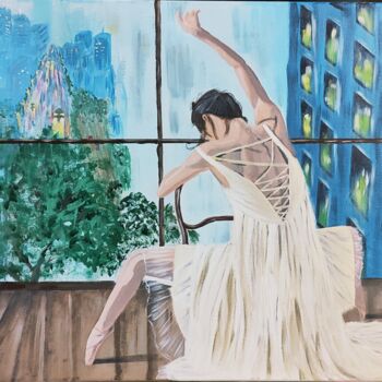 Painting titled "Ballerina" by Osnat Saban, Original Artwork, Acrylic