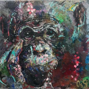 Painting titled "chimpanzee" by Ossom, Original Artwork, Acrylic