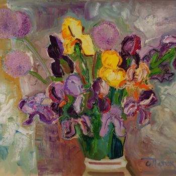 绘画 标题为“Stormy Irises” 由Ostap Patyk, 原创艺术品, 油