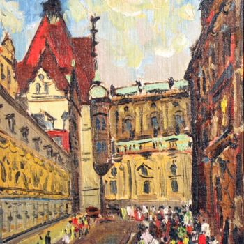 Malerei mit dem Titel "Tourists in Dresden" von Ostap Patyk, Original-Kunstwerk, Öl