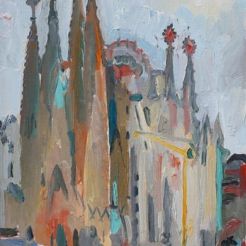 Malarstwo zatytułowany „Sagrada Familia, Ev…” autorstwa Ostap Patyk, Oryginalna praca, Olej