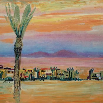 Painting titled "Red Sea Evening" by Ostap Patyk, Original Artwork, Oil