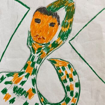 Картина под названием "La serpe" - Osvaldo Aiolfi, Подлинное произведение искусства, Маркер