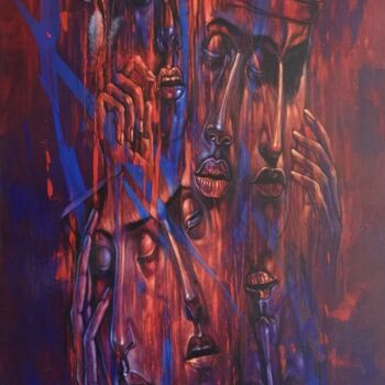 Peinture intitulée ""EN SURCOS DE DOLOR…" par Osvaldo Cantillo, Œuvre d'art originale, Acrylique Monté sur Châssis en bois