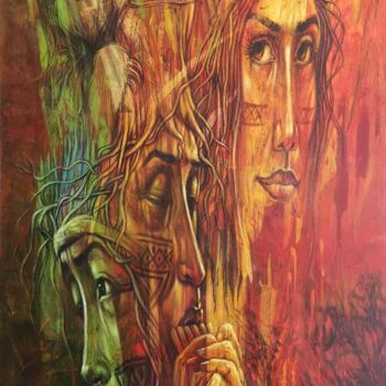 Painting titled "AMAZONÍA" by Osvaldo Cantillo, Original Artwork, Acrylic Mounted on Wood Stretcher frame