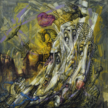 Pintura titulada "Huyendo con el botín" por Osvaldo Cantillo, Obra de arte original, Acrílico Montado en Bastidor de camilla…